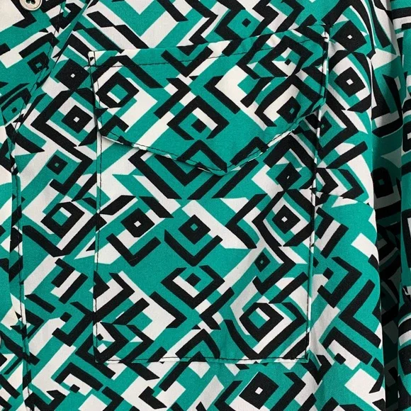 Sz L NY Collection Green and Black Geometric women’s Dress used 🌿 - Picture 6 of 9